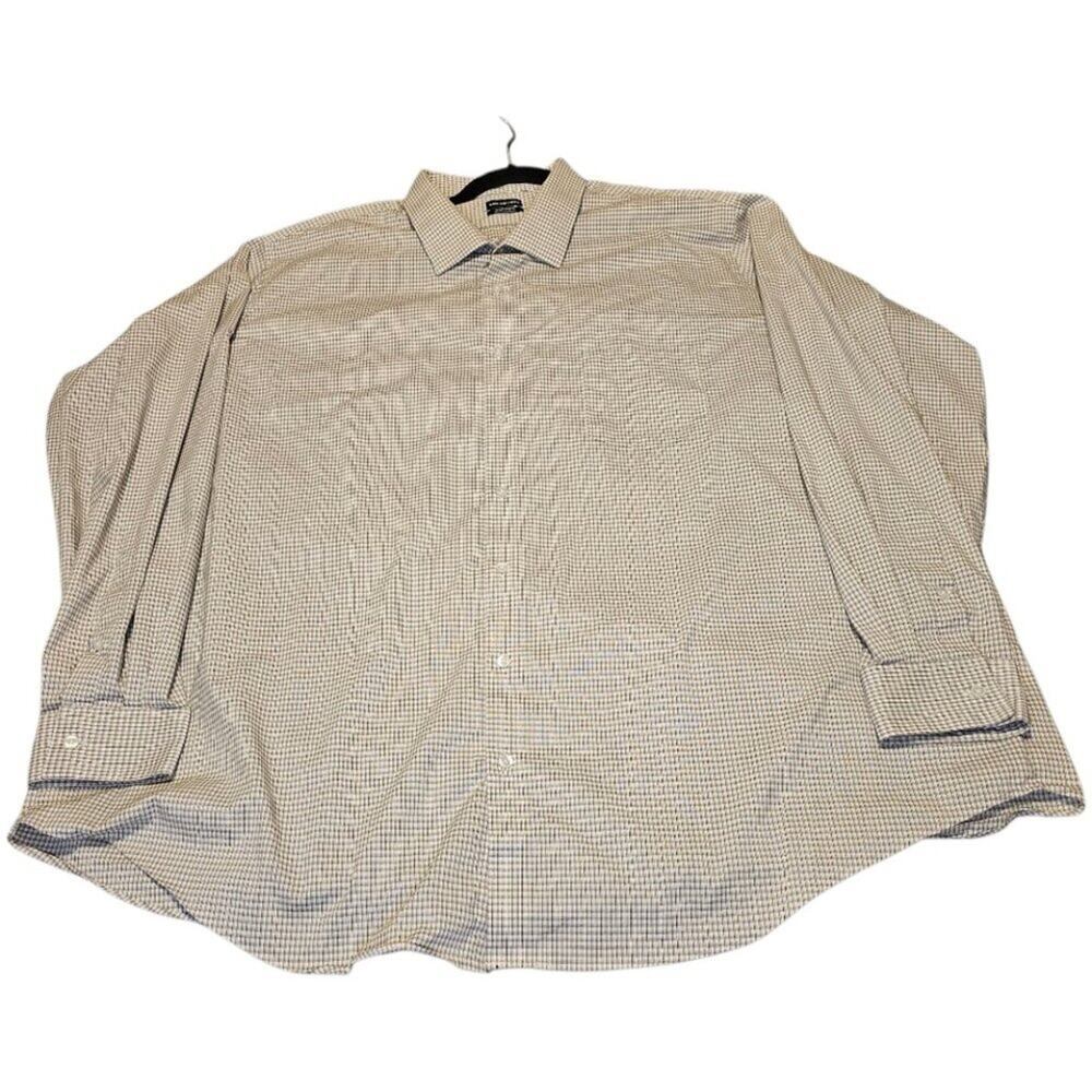 Van Heusen Men’s Big Fit Stretch Shirt – Size 20 (36/37) – Tan & Black Check